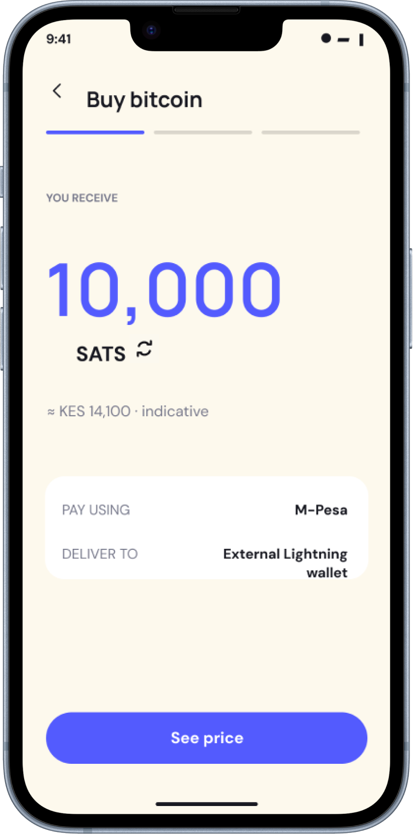 Peer Buy Bitcoin amount screen